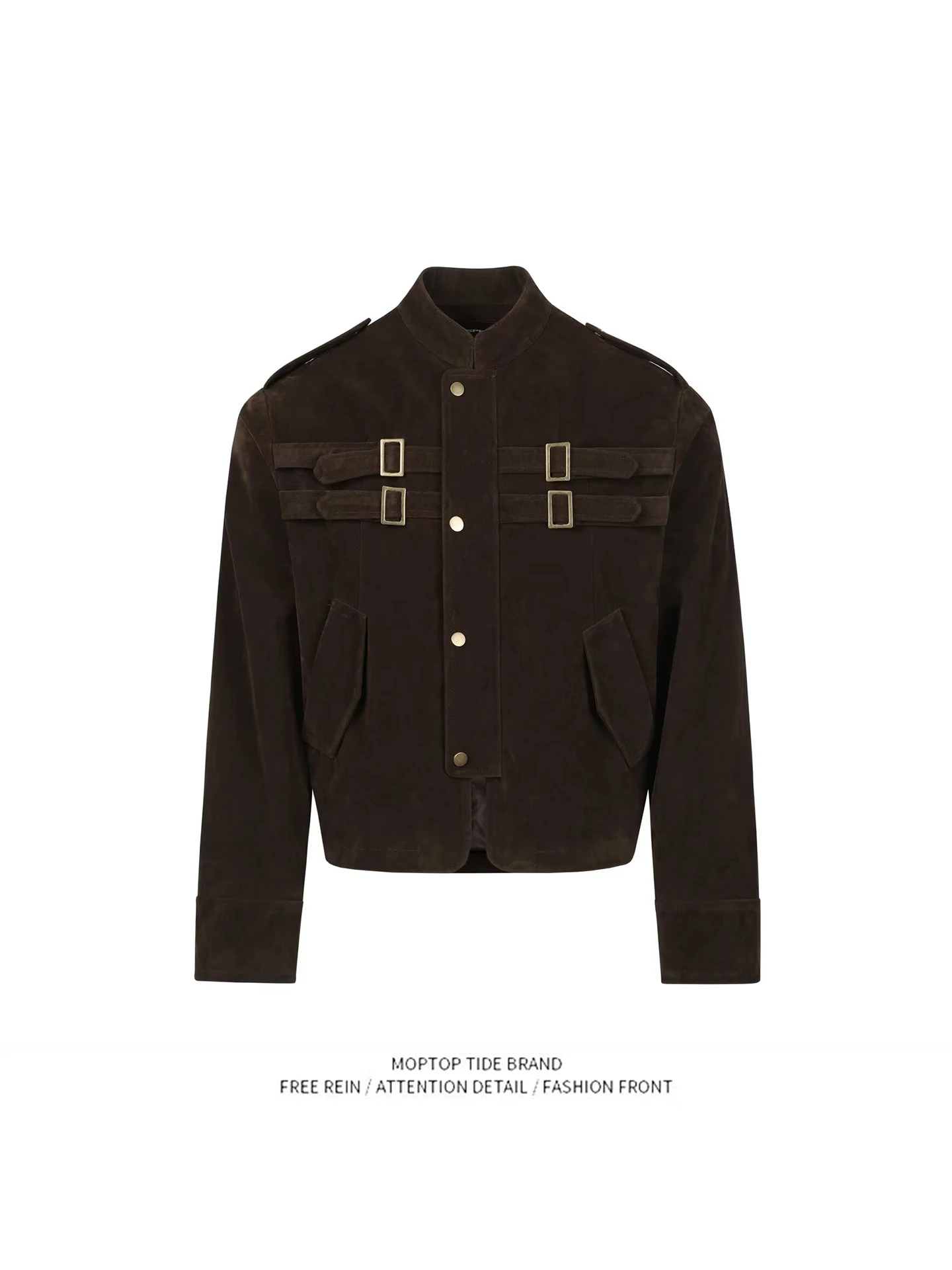 

Мужская замшевая куртка Mr. WH в американском ретро-стиле с воротником-стойкой, весенне-осенняя, свободного кроя, в рабочем стиле, с множеством карманов, короткая.