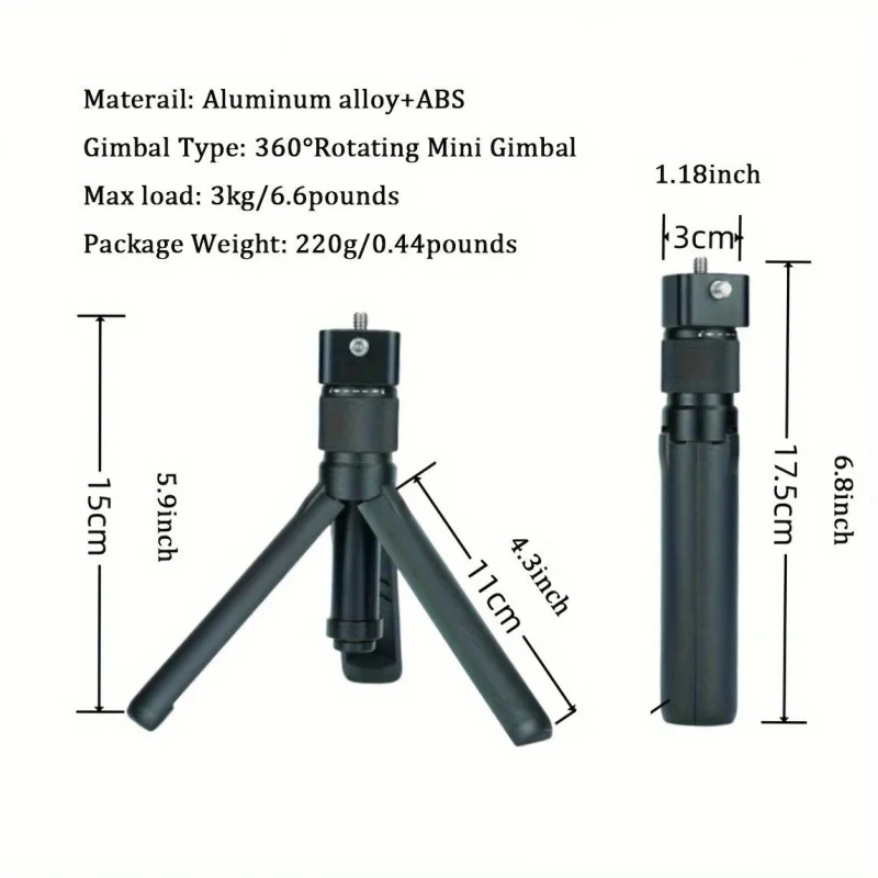 360 degree rotation tripod, with handle, made of aluminum alloy and durable ABS material, suitable for instap360 one x/X3/Go 3,