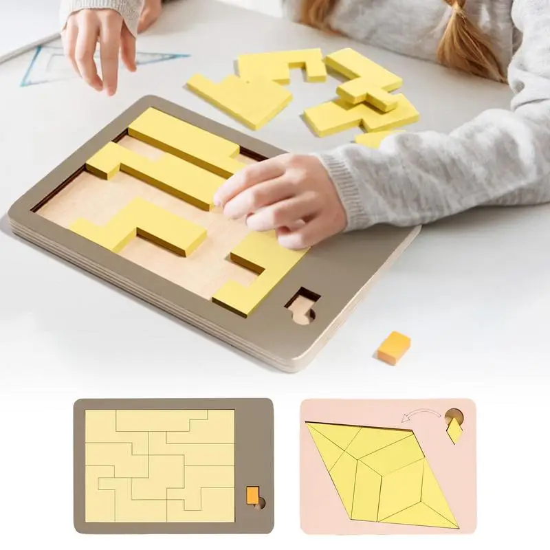 

Puzzle Geometric Shape Board Wooden Tangram Jigsaw Thinking Training Puzzles Brain Teaser Problem Sorting Activity Toy For Kid