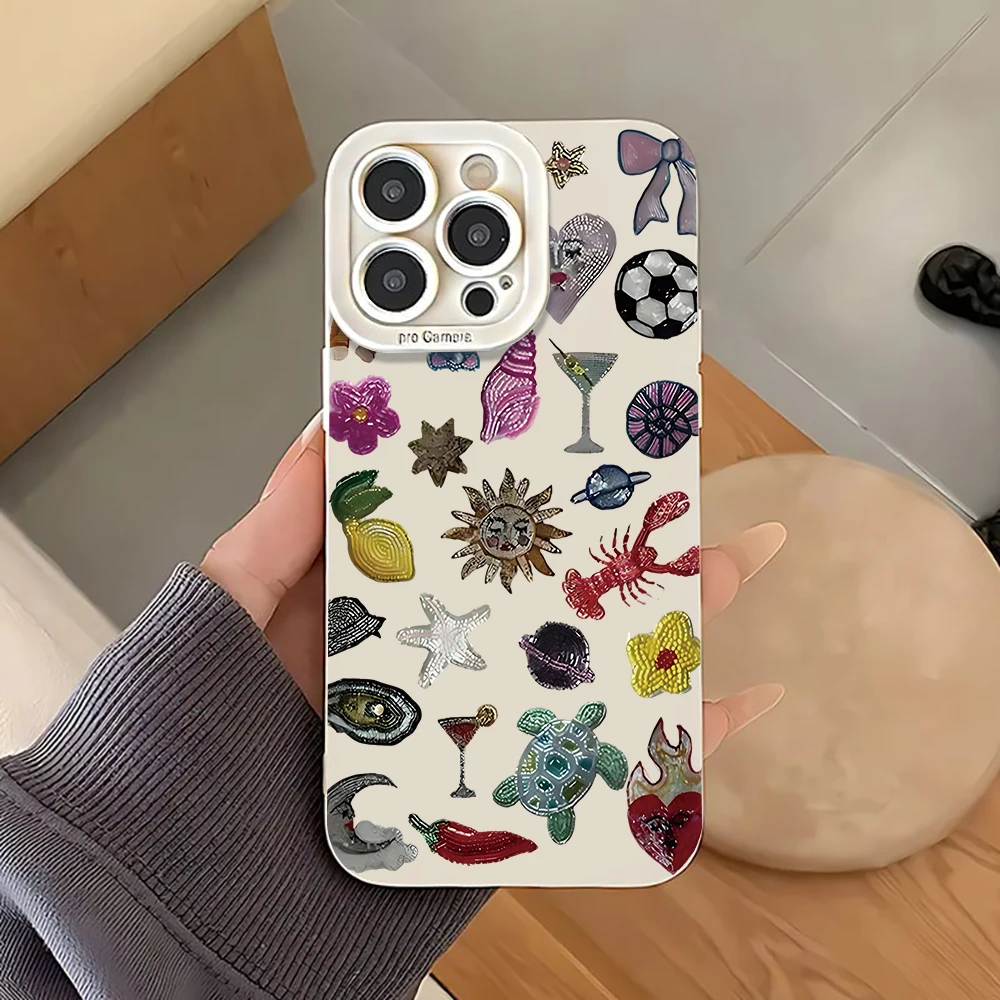 Luxuriöse Trendige Artikel Collage Handyhülle für iPhone 17 16 15 14 11 12 13 Pro Max Plus 7 8 Plus XS XR 17 Air Stoßfeste Weiche Hülle – Detail 9