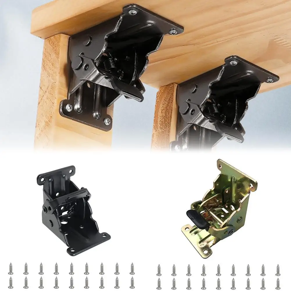 90 Degree Folding Brackets, Lock Extension Support Bracket Foldable Self Lock Hinges With Screws For Table Bed Leg Feet D5z5