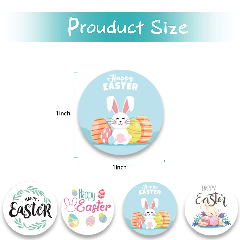 100-500pcs Happy Easter Stickers Cute Rabbit Stickers Gift Sealing Labels Baking Package DIY Wrapping Box Kids Gift Bag Decor