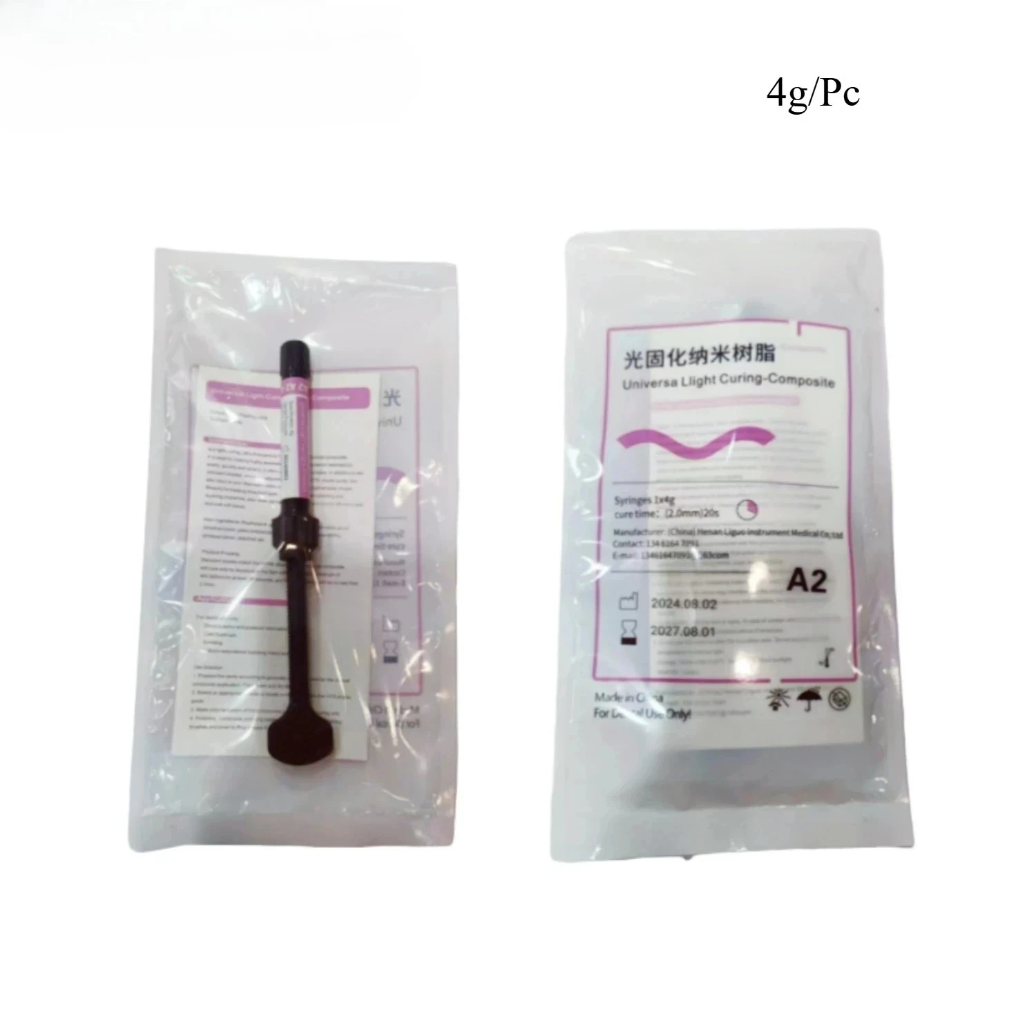 Resina compuesta nano híbrida universal de 4g/seringa - material dentário fluido de cura leve para restauração dentária (tombras A2/A3)