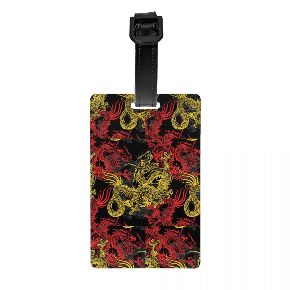 

Golden Chinese Dragon Pattern Luggage Tag Custom Oriental Mythical Baggage Tags Privacy Cover ID Label