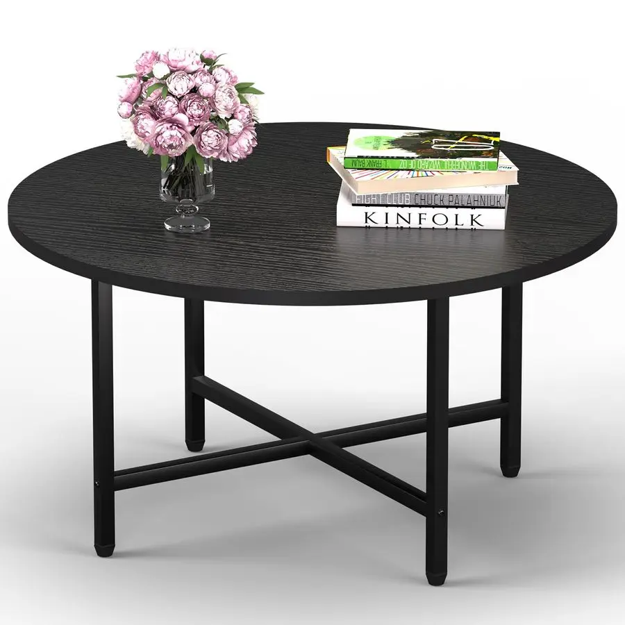 

Coffee Table, 23.6 Coffee Tables for Living Room, Round Coffee Table with Metal Frame, Floor Table for Sitting on The Floor, Ho
