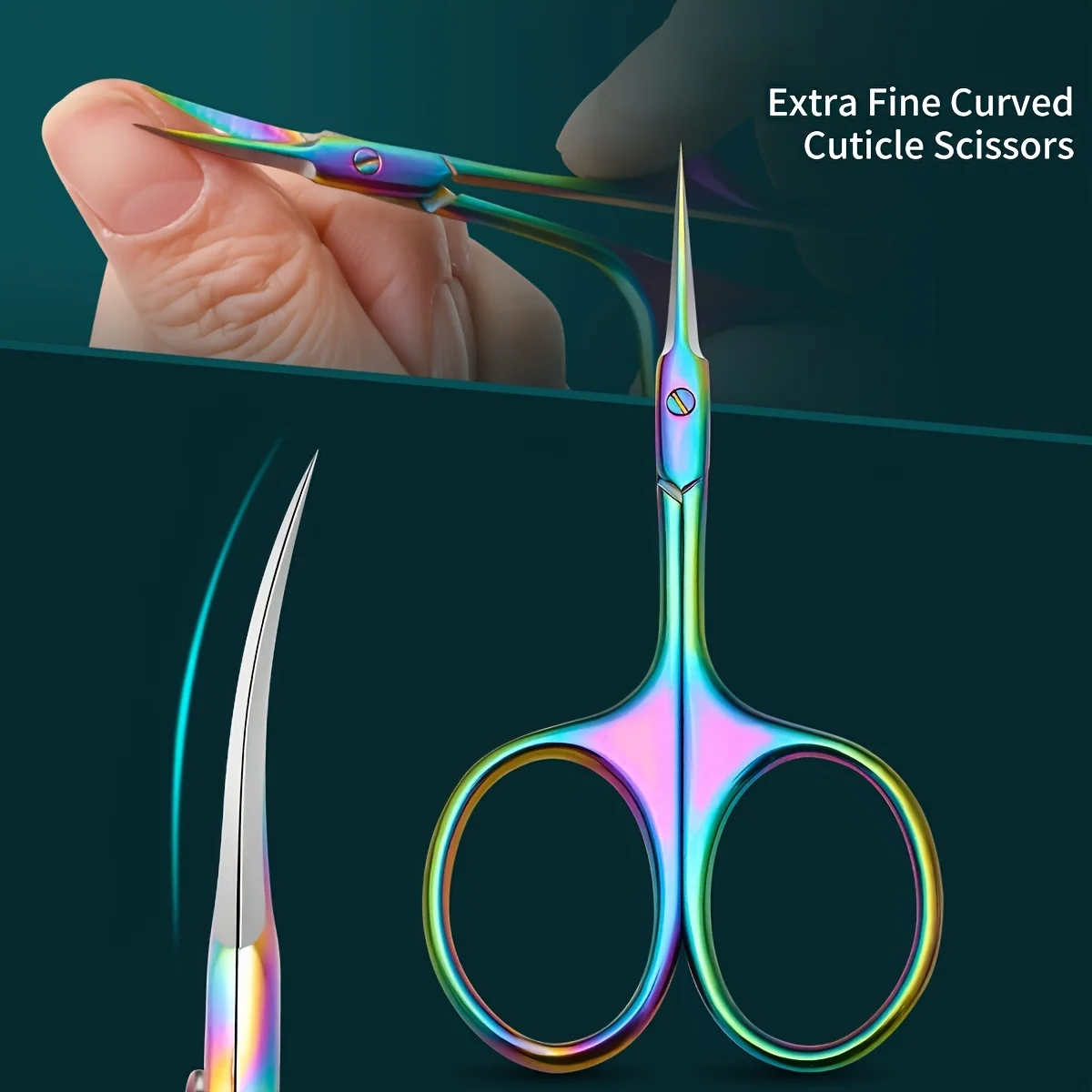 Tesoura de Cutícula de Aço Inoxidável Colorida, Ferramenta de Precisão para Remoção de Unhas e Pele Morta, Ideal para Cuidados com Manicure e Pedicure