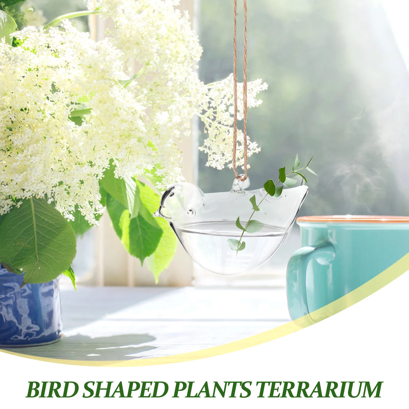 

2Pcs Glass Flower Vase Bird Shape Transparent Hanging Planter for Plants Hydroponic Vase Home Decor Modern Hanging Ornament