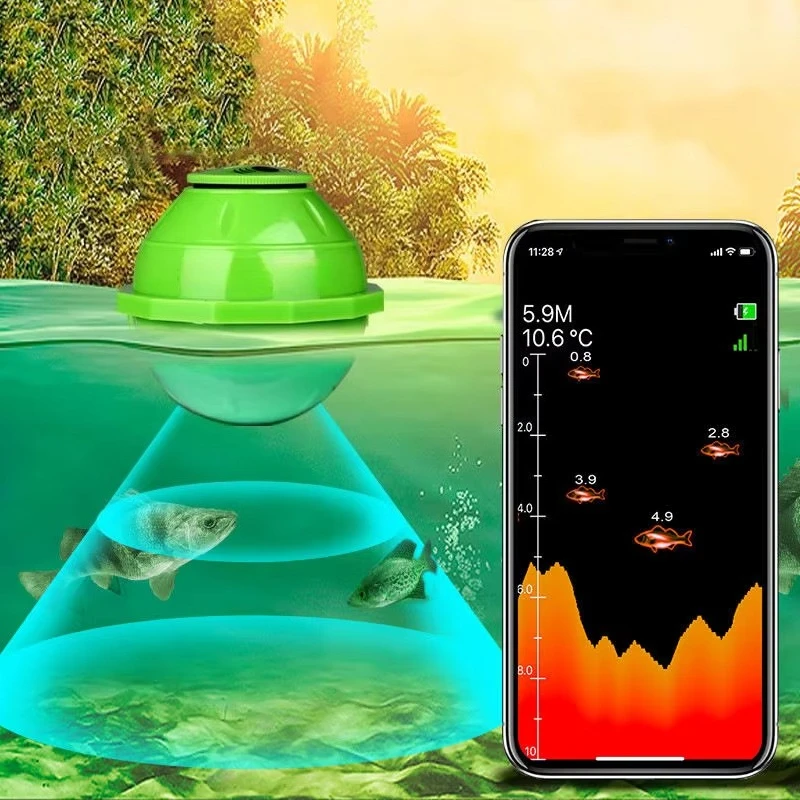 جهاز كشف السمك الذكي اللاسلكي المحمول في الهواء الطلق بطول 50 مترًا لمعدات الصيد الذكية التي تعمل بنظام IOS وAndroid