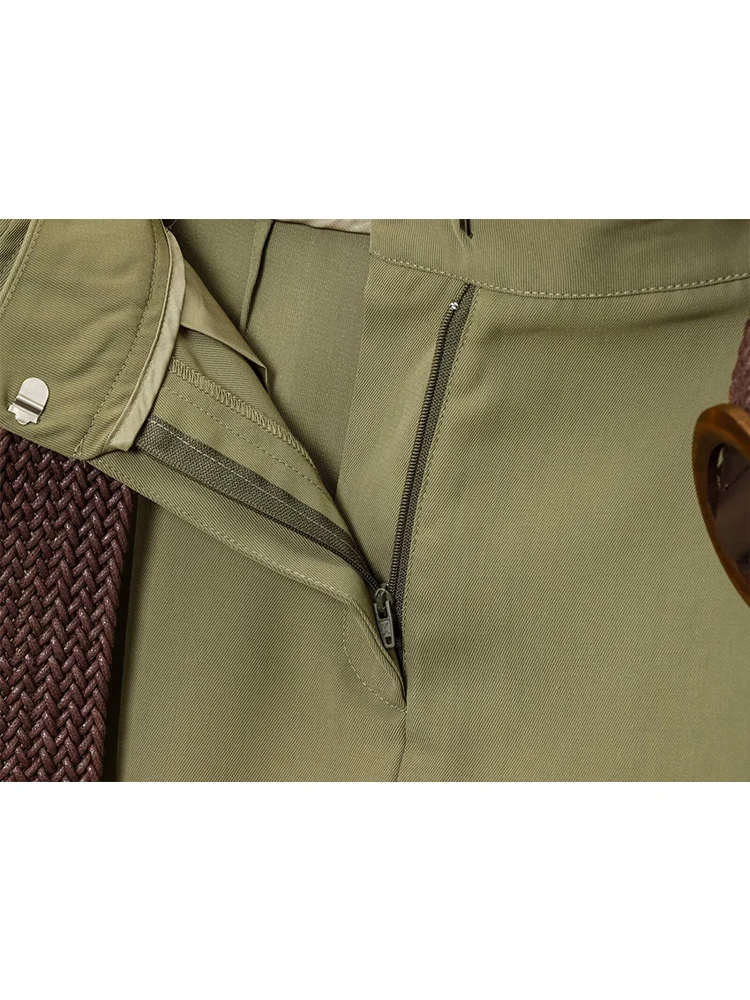 TFMLN شيك مكتب السيدات السراويل مع حزام أنيقة بسيطة مستقيم الساق السراويل الأساسية الإناث جديد الصيف واسعة الساق السراويل