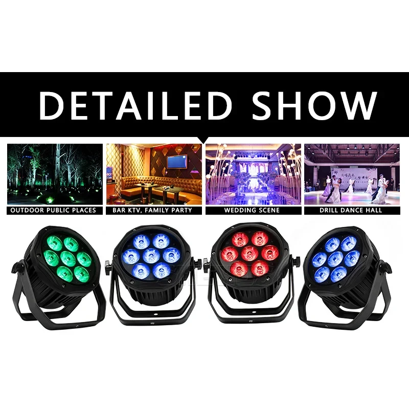 

Shehds IP65 Waterproof LED PAR Light 6-in-1 RGBWA UV DMX 512 Control Professional DJ Stage Lighting Equipment Outdoor Can Lights