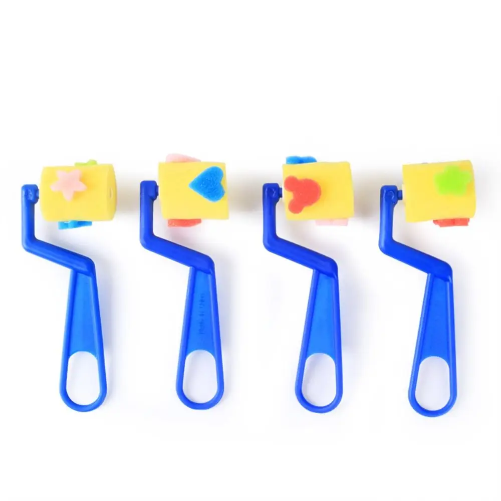 Esponja escova esponja carimbo escova kits cogumelo vara eva rolo diy esponja selo escova diy flor pintura brinquedos educativos