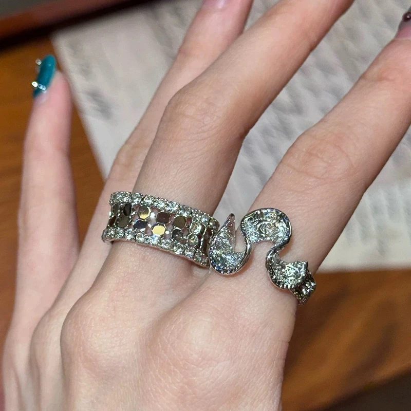 GANPUP Exquisite Glänzende Zirkon Verstellbare Fingerringe für Frauen Süße Mode Neuer Ring Schmuck Geschenk Party anillos mujer – Detail 1