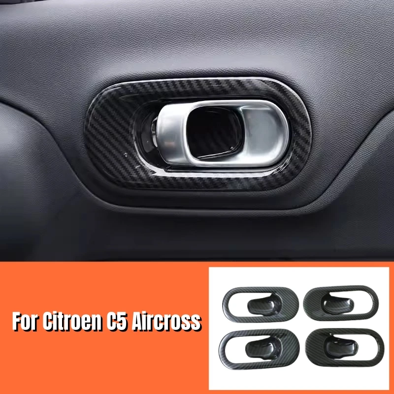 

For Citroen C5 Aircross 2017-2021 2022 ABS Carbon fiber Car inner door Bowl protector frame Cover Trim Accessories Car Styling