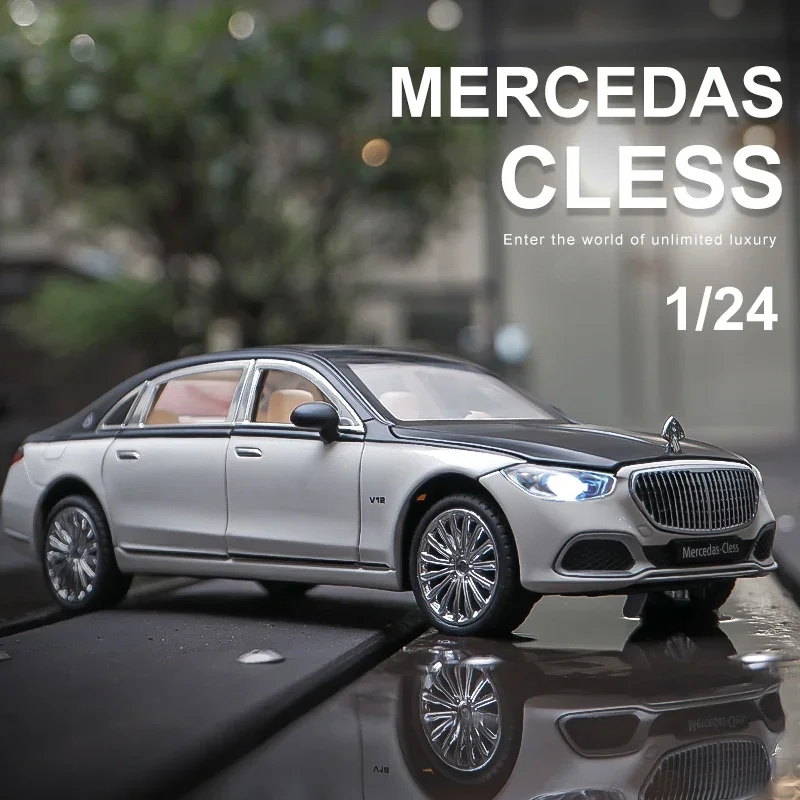 

1:22 Benz Maybach S680 Alloy Metal Car Model Diecast Metal Toy Vehicles Car Model High Simulation Sound and Light Childrens Gift