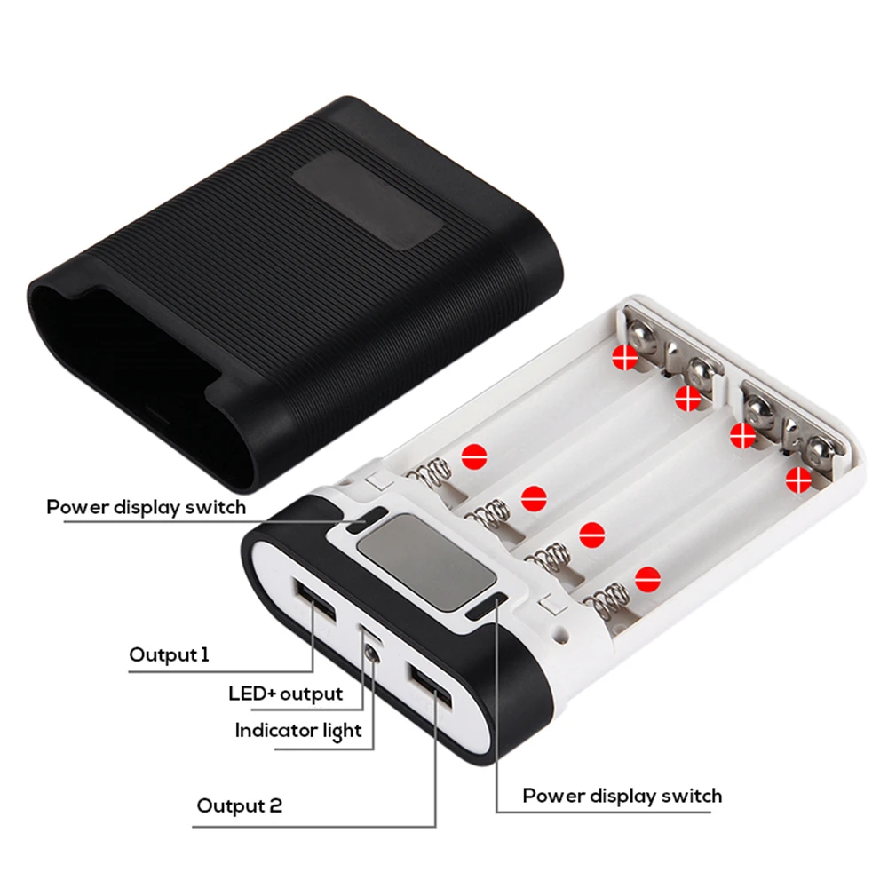 2/4 Slots 18650 Battery Box 5600mAh/10000mAh Portable DIY Power Bank Shell 2/4x18650 Li-ion Batteries Powerbank Charging Case