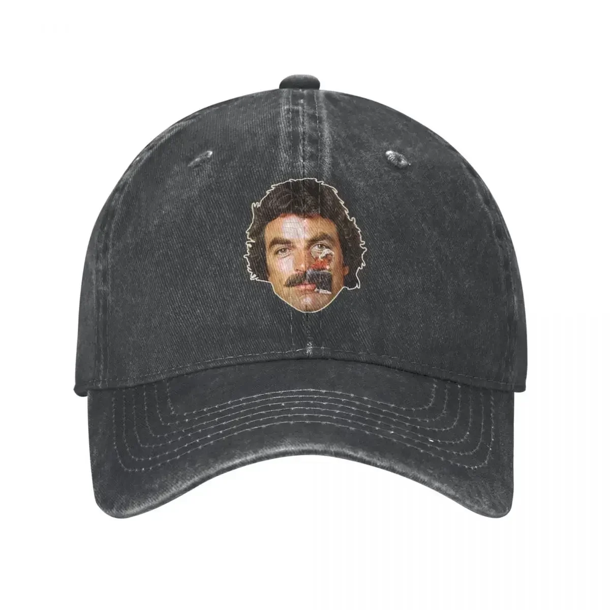 New Casual Tom Selleck Mustache Ride Trucker Hat Unisex Style Distressed Denim Washed Dad Hat Humor Outdoor Summer Adjustable Ca