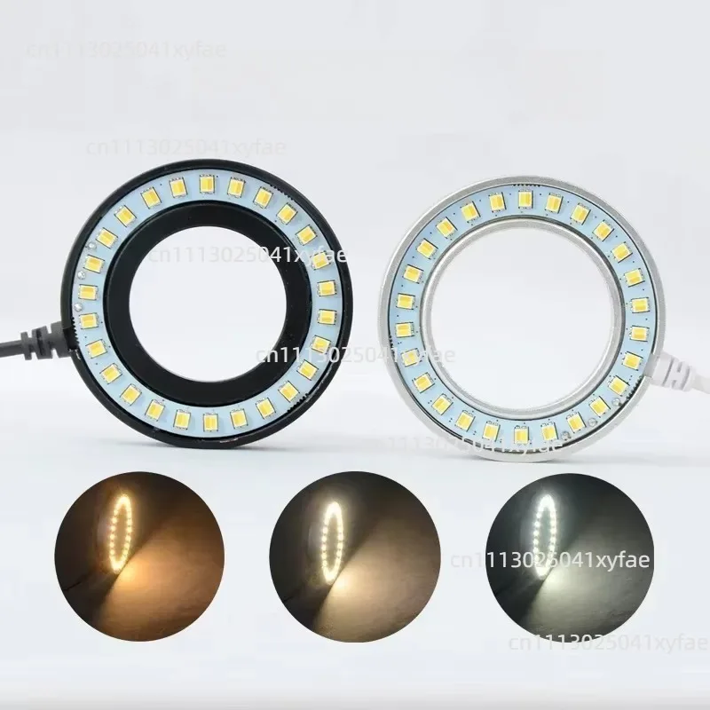 3 Colors LED Ring Lamp for Video Stereo Microscope, M42 M48 Thread, Adjustable Brightness Illuminator