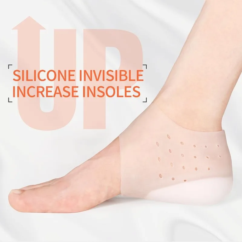 

Invisible Height Increase Socks Women Men Heel Pads Silicone Gel Lift Insoles Dress In Socks Cracked Foot Skin Care Tool