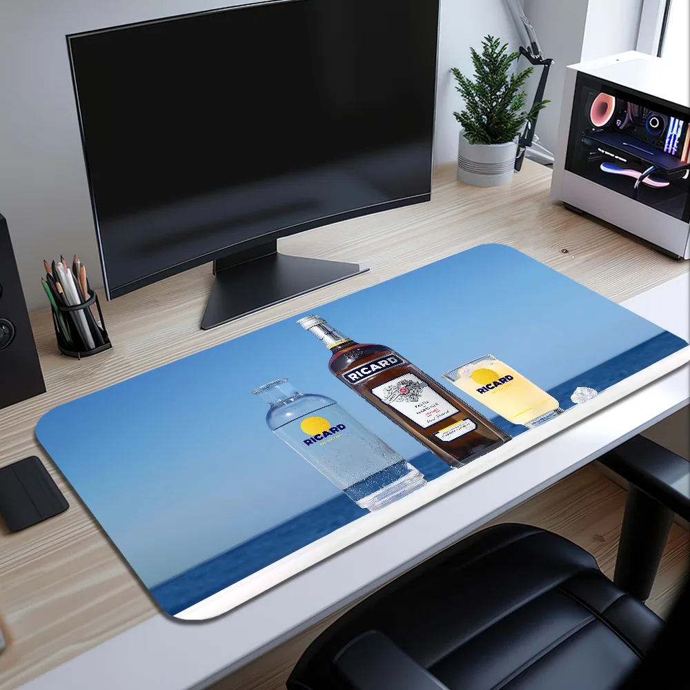 R-Ricard Drink Yellow Mouse Pad Desk Mat Large Non-slip Anti-fray Keyboard Ergonomic Office Rubber PC Home Custom