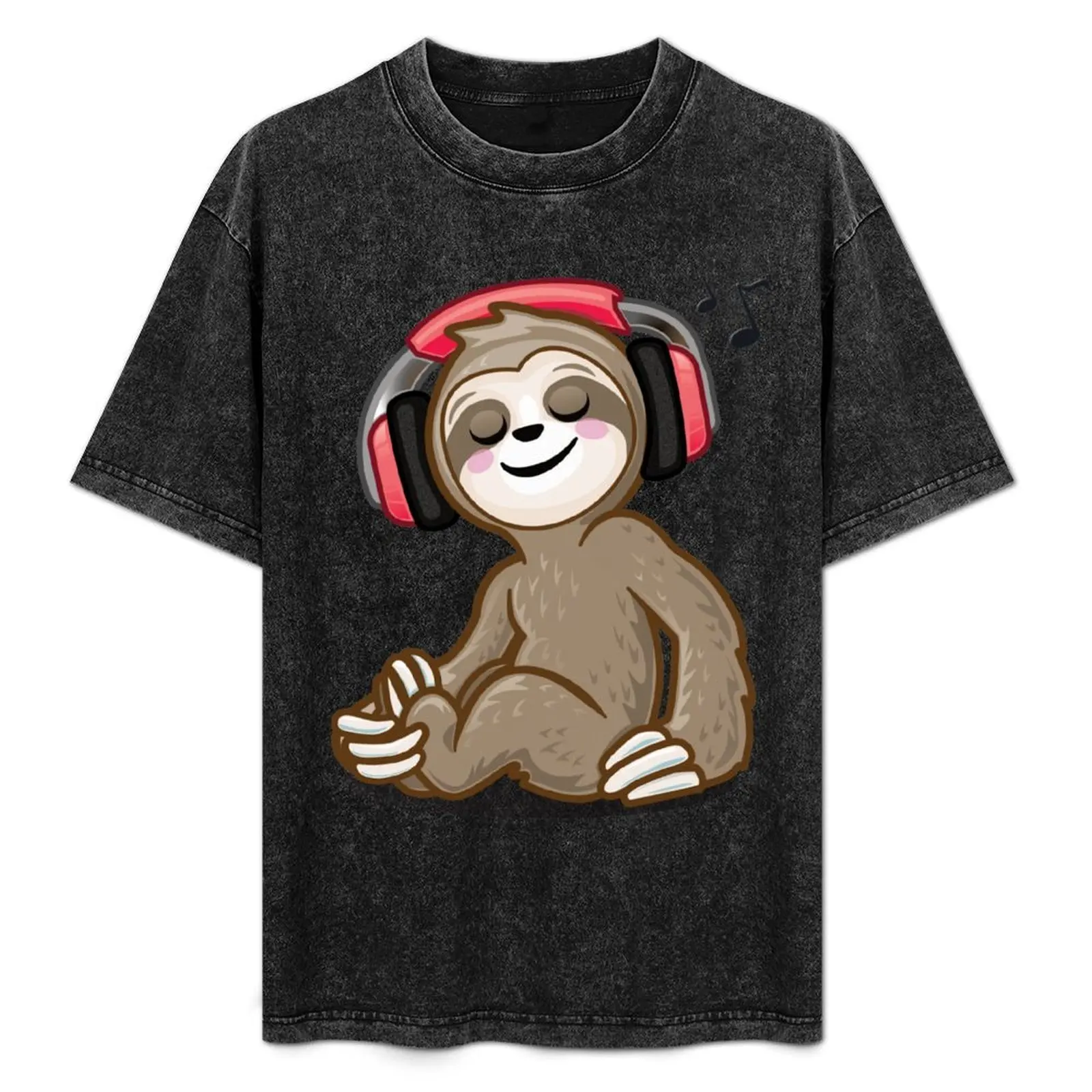 

Cute Sloth listening to music T-Shirt Plus Size Summer Short Sleeve T-Shirt