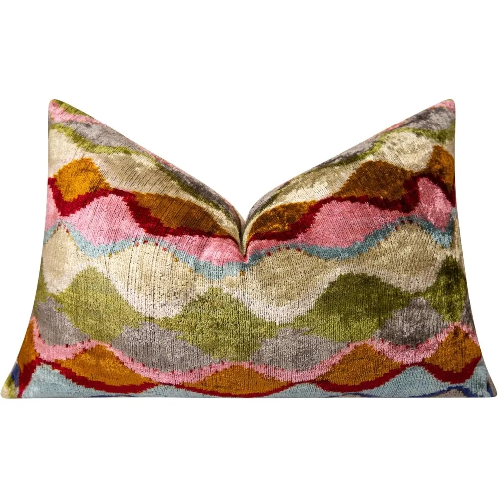 

Luxurious Velvet Throw Pillow 16x24 Inches - Soft Decorative Cushion with High-Quality Feather Fill - Multicolored