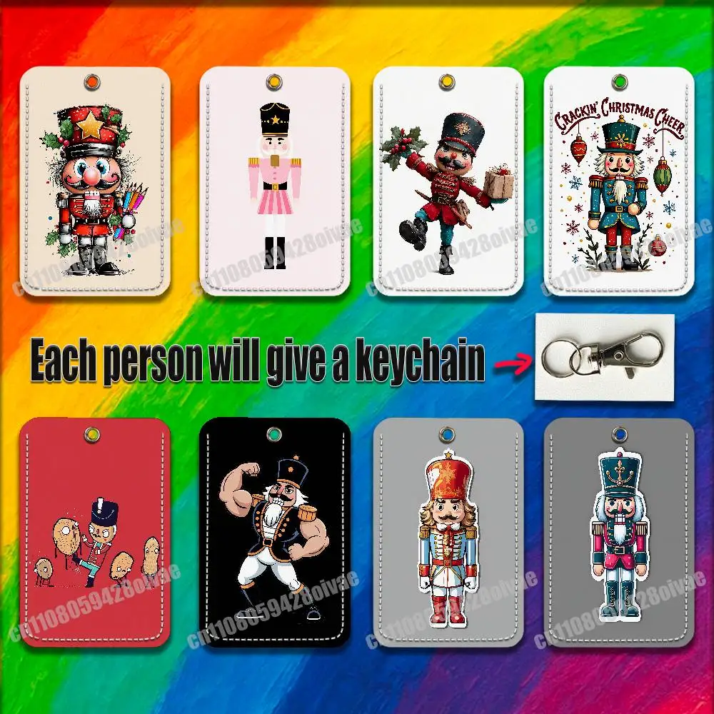 

Christmas Russia Nutcracker Soldier For ID Clips Credit Bank Bag Bus Meal Card Holder Cover Pocket Ornament Keychain