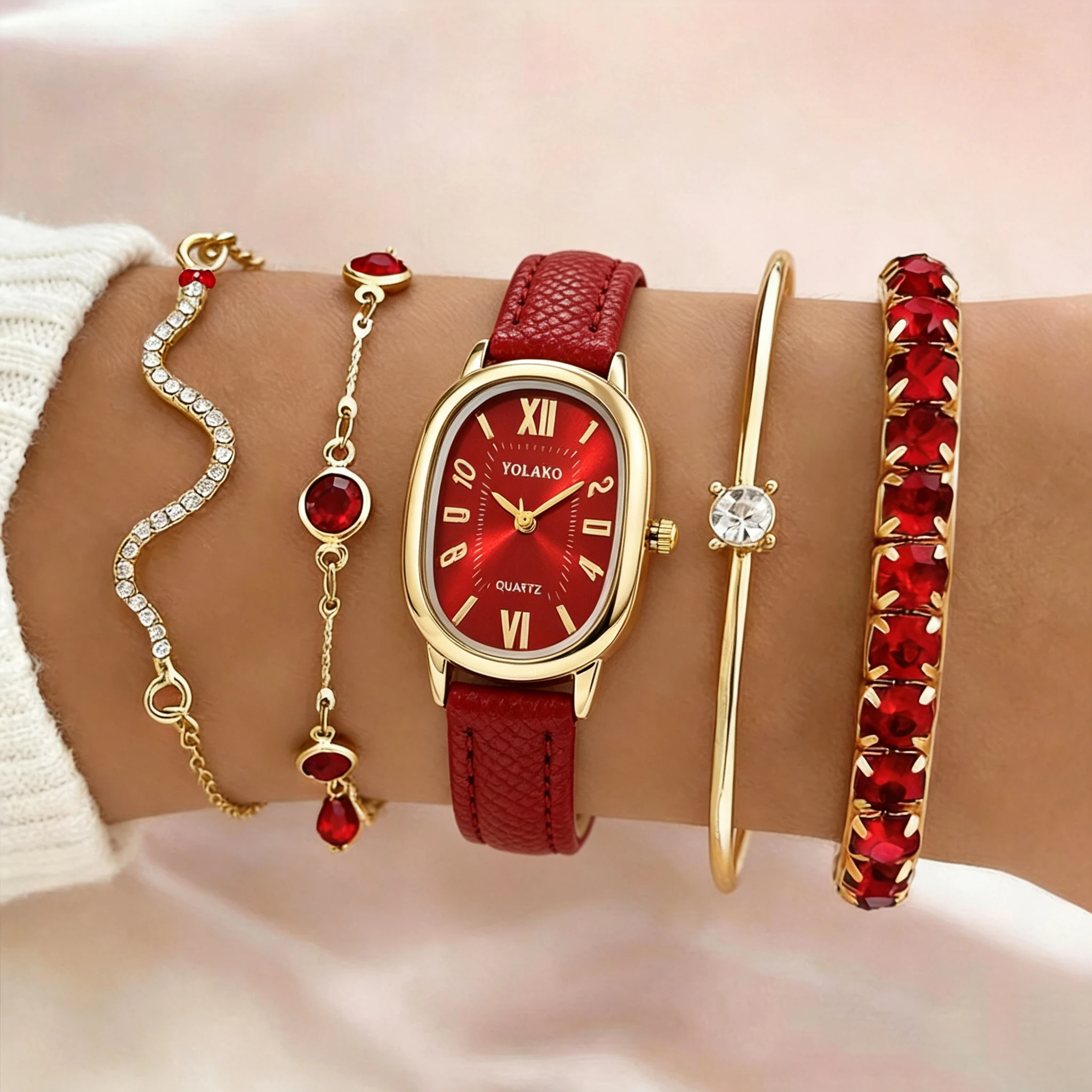5Pc Trendy Latest Elegant And Fashionable Quartz Watch, Ideal Gift For Friends And Family On Valentine's Day, Easter, Birthdays