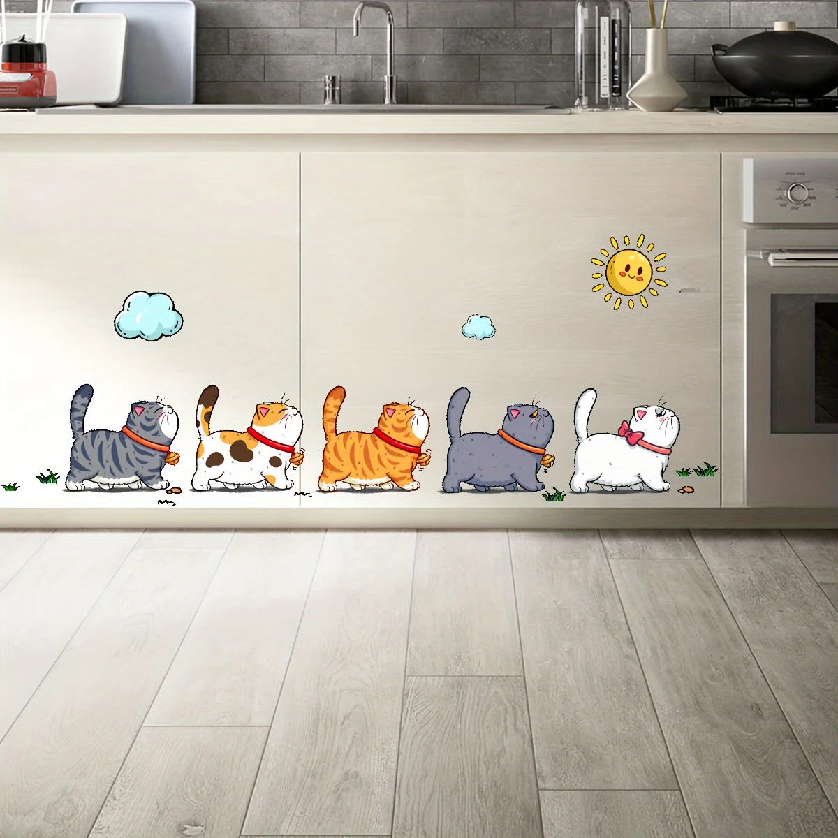 1 Blatt Kätzchen Freizeit gehen Wanda uf kleber für Wohnzimmer Schlafzimmer Wand wasserdichte Vinyl Aufkleber Cartoon Tier Heim textilien