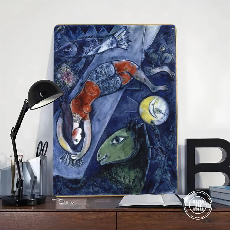 Chagall's Circus Tinplate Poster Customized Wall Art Retro Vintage Metal Signs for Fans Garage Decoration Room Home Decorations