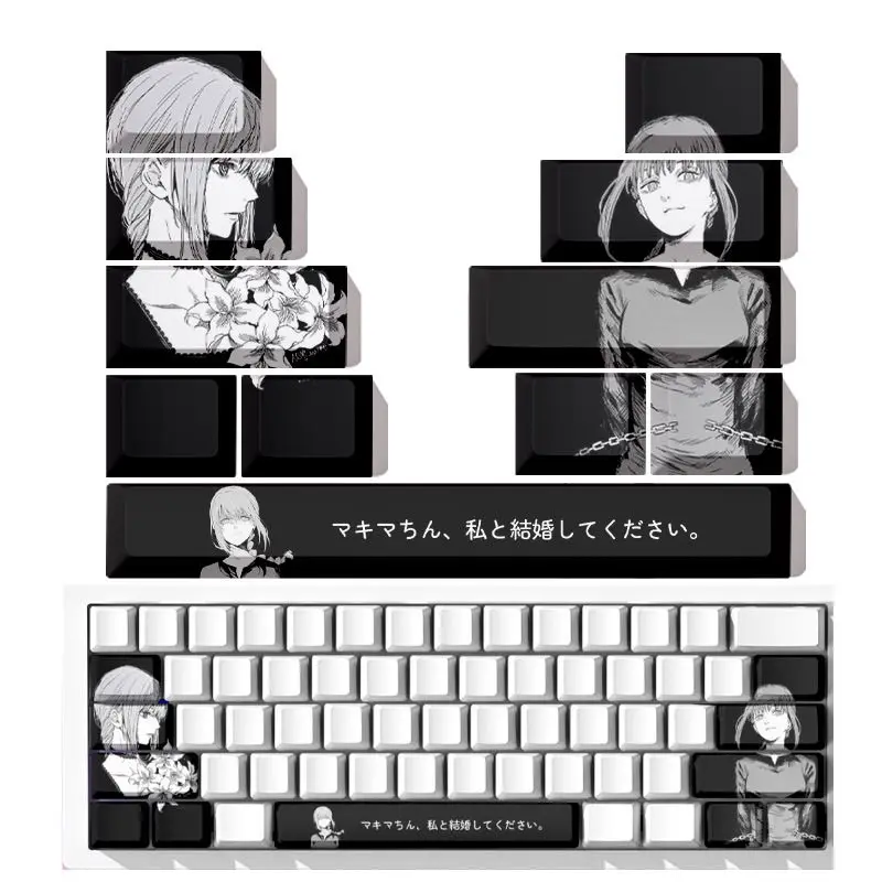 Chainsaw Man Makima Theme Anime Keycaps Mechanical Keyboard PBT Custom Keycaps PC Gaming Keyboard Accessories Gift Collection