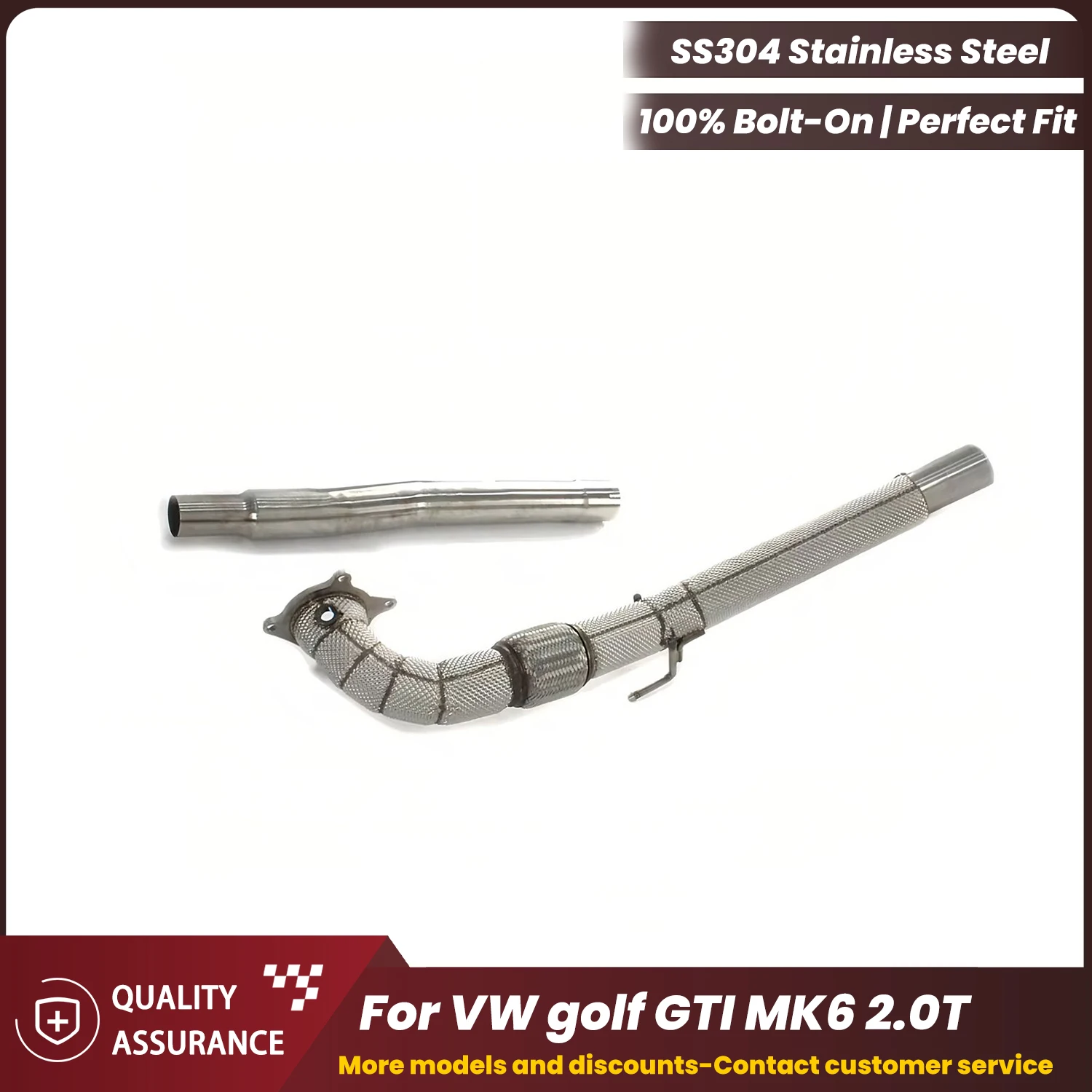 

ECCF Sports Downpipe With Heat Shield For VW golf GTI MK6 2.0T Aggressive Exhaust Sound High Flow Performance Upgrade