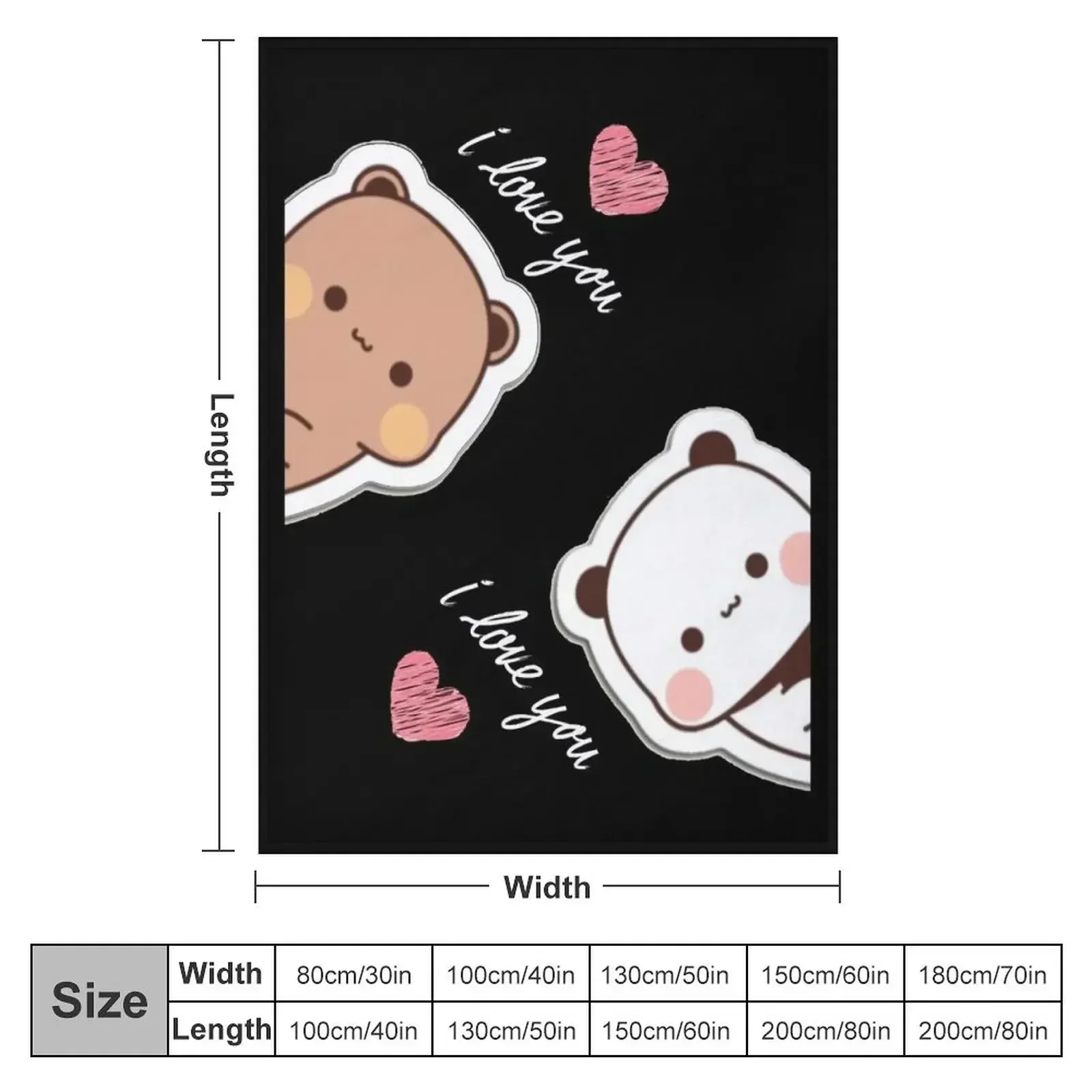 I love you Bear and Panda Dudu and Bubu Throw Blanket Soft Big Summer Multi-Purpose Blankets