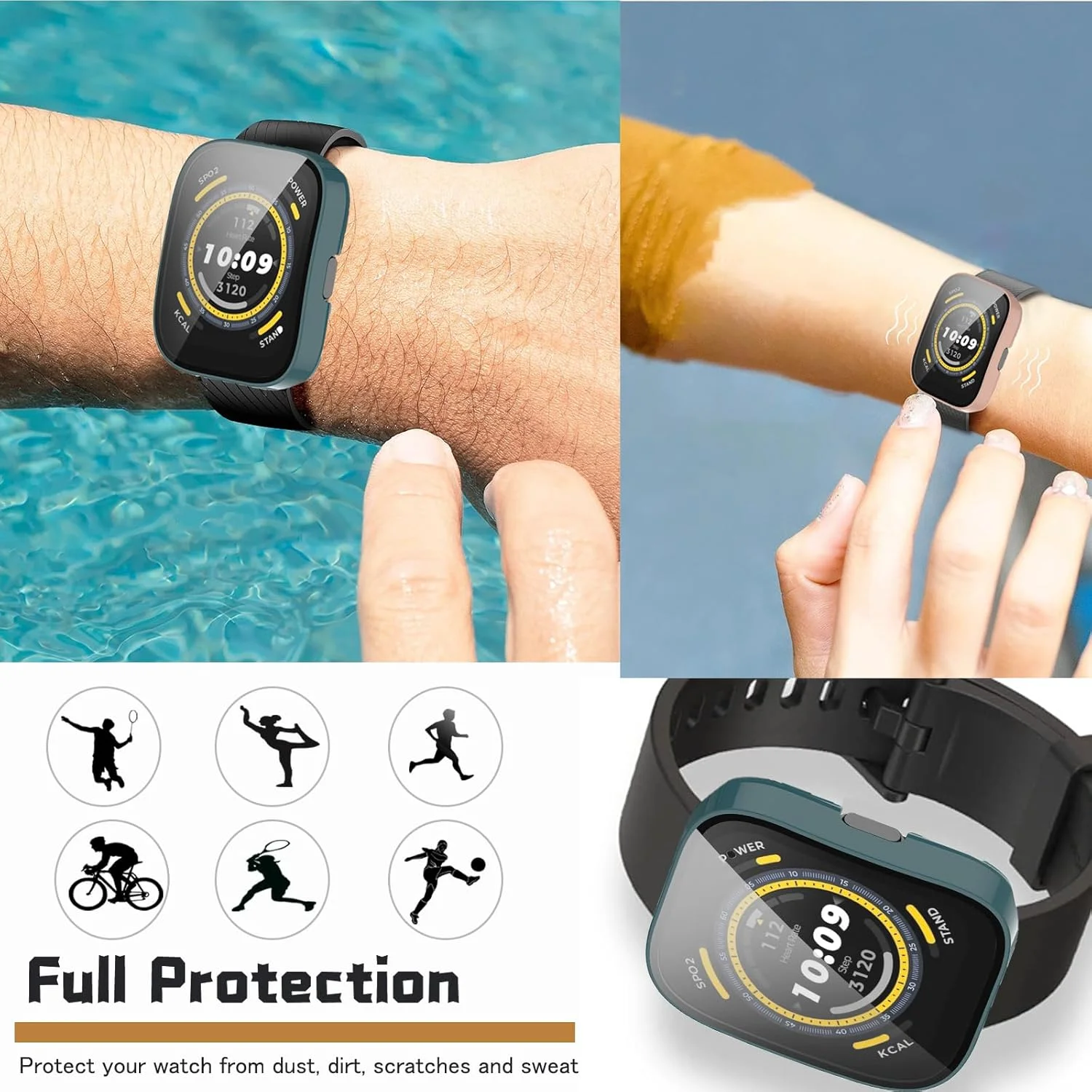 [5-Pack] Screen Protector Case with Tempered Glass Compitible with Amafit Bip 5 Smartwatch, Hard PC Case Screen Protector Cover