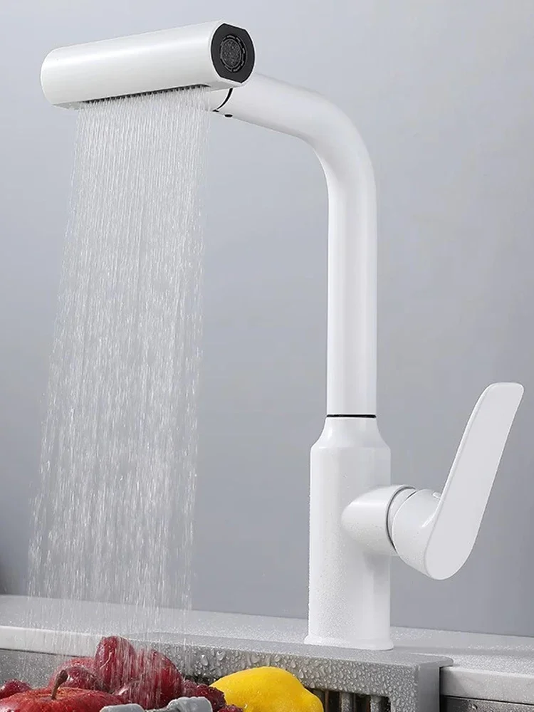 

Pull-Out kitchen Basin Faucet Cold and Hot Shower Head Retractable Multifunctional Mixing Faucet 304 Stainless Steel