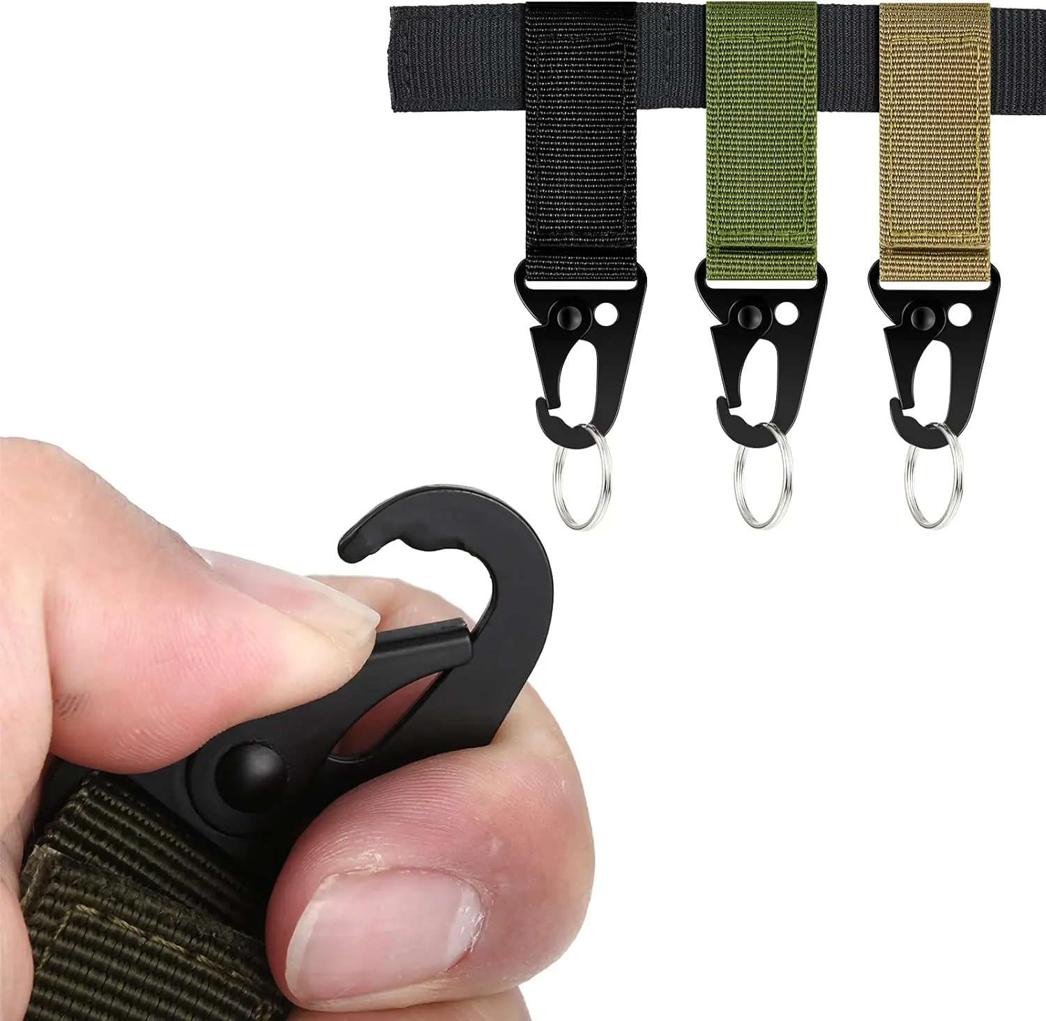 3Pcs Tactical Nylon Webbing Buckle Carabiner Hook EDC Molle Backpack Belt Clip Keychain Hanger For Outdoor Climbing Camping