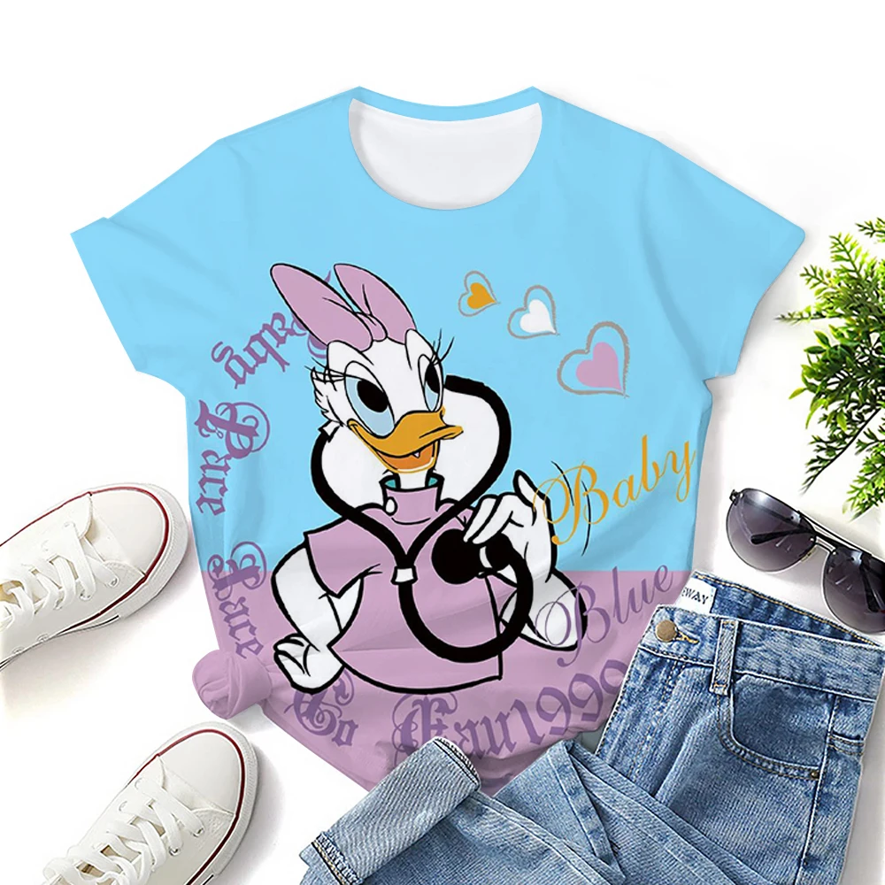 Pakaian Wanita Jahit Lucu Bukan Hari Ini Kaus Kasual Atasan Musim Panas Jahitan Y2k Kartun Kaus Wanita Atasan Mickey Mouse Mode