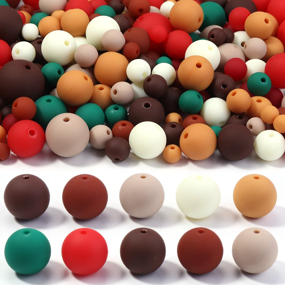 20-100pcs 6/8/10/12/14/16mm Round Acrylic Beads Rubber Touch Christmas Color Spacer Beads for Bracelet Necklace Jewelry Making