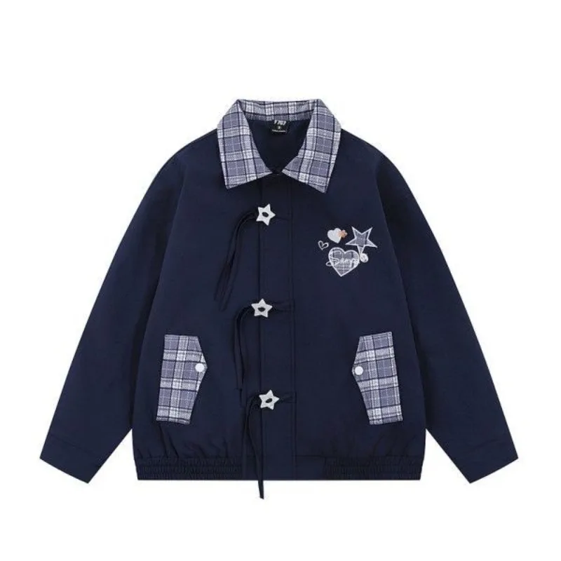 

Модные винтажные клетчатые лоскутные куртки с лацканами и воротником, весенне-осеннее новое пальто, женские свободные универсальные повседневные топы Mujer