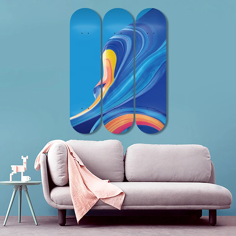 Set of 3pcs Decorative Board Pop Art Skateboard Wall Art 7-layer Maple Decoration Skateboard Furnish and Decorate for Home Decor