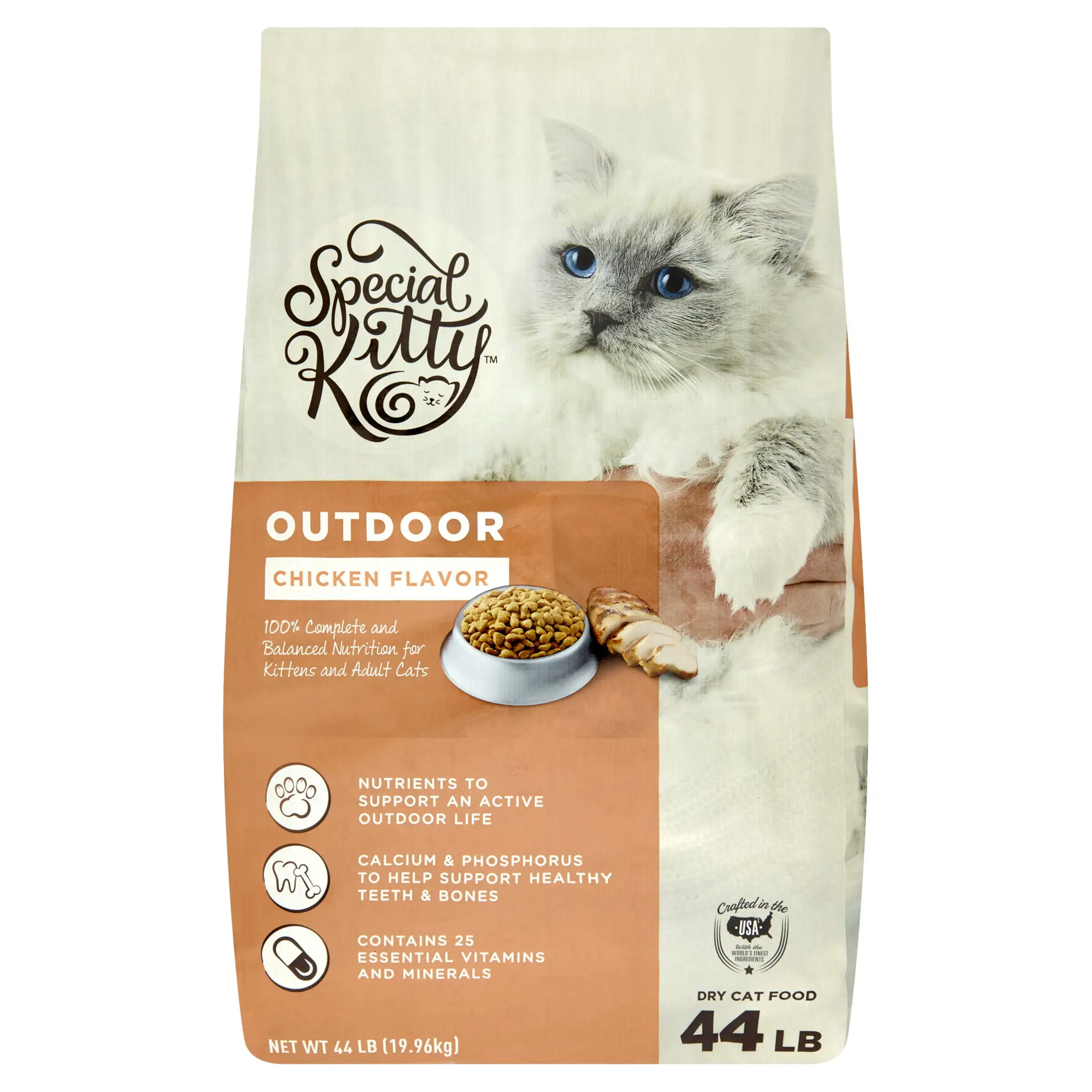 Especial Kitty fórmula al aire libre comida seca para gatos, 44 lb