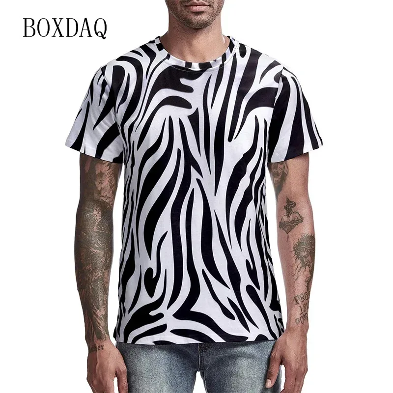 Leopard Men\'s Fashion T-Shirts Short Sleeve Streetwear 3D Print Trend T Shirt 6XL Plus Size Male Clothing O-Neck Casual Tops Tee