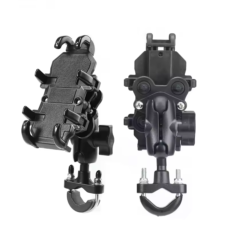 Motorcycle Electric Bike Mobile Phone Holder Aluminum Handlebar Bicycle Riding Bracket GPS Mount Phone Holder W/ Shock Absorber