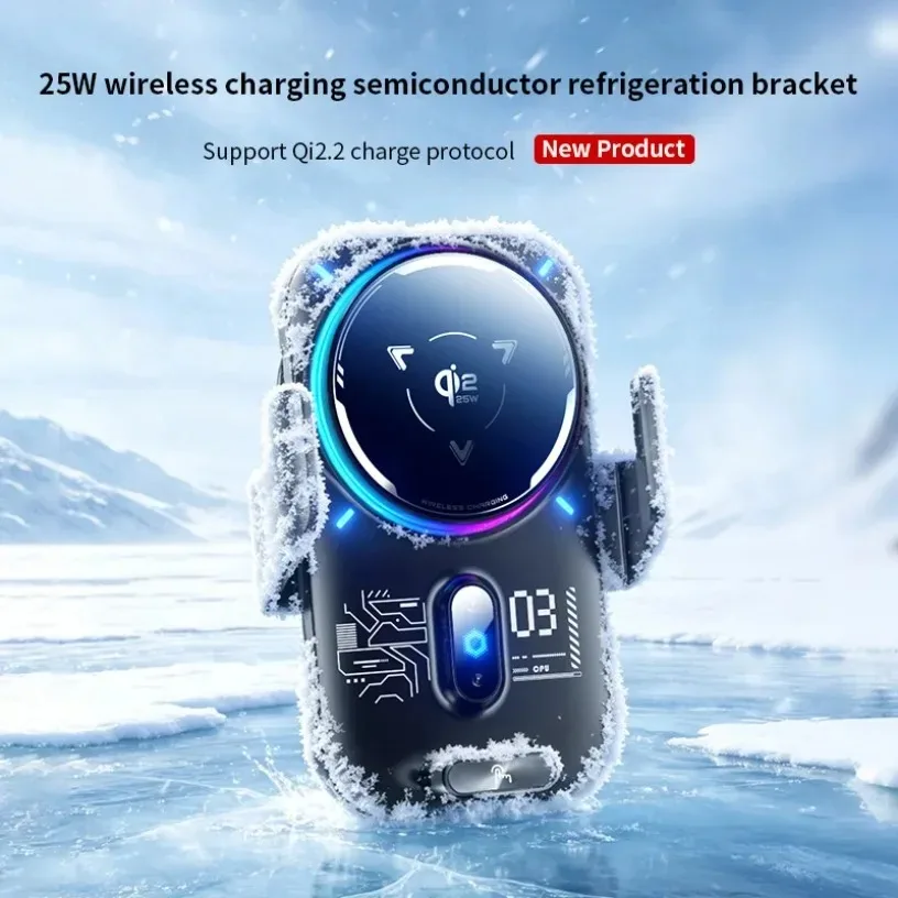 For MagSafe Compatible Car Charger QI2.2 25W Cooling Magnetic For iPhone 17 Pro Max Samsung S26 Ultra Air Vent RGB 360