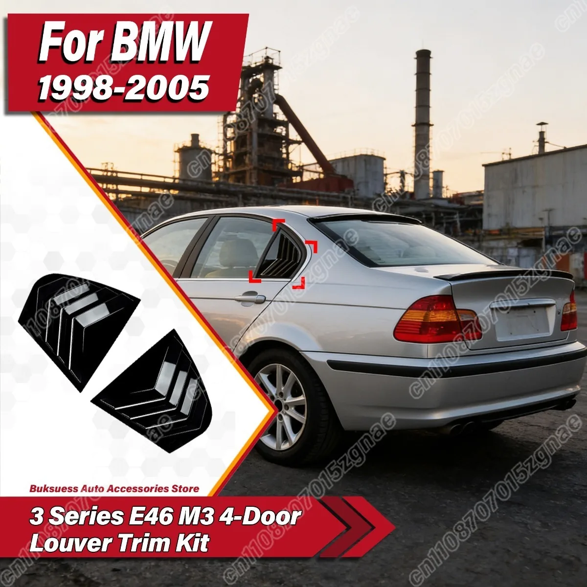 

Для BMW 3 серии E46 M3 4-дверный 1998-2005 годов выпуска: накладки-жалюзи на задние треугольные окна, комплект обвеса