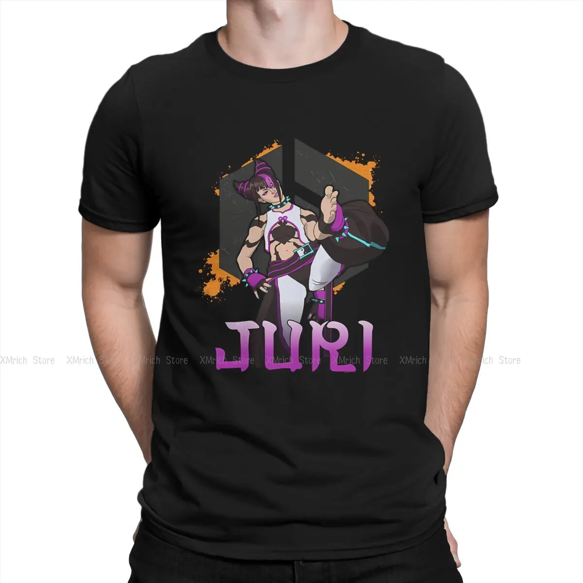 Awesome Juri  S-Street Fighter 6 Sticker T-Shirt Men Crew Neck Cotton T Shirt S-Street Fighter 6 Short Sleeve Tees Graphic