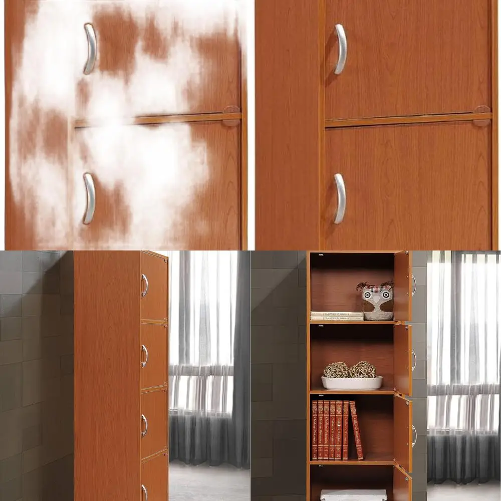 

Cherry Finish 4-Tier Bookshelf Cabinet for Storage