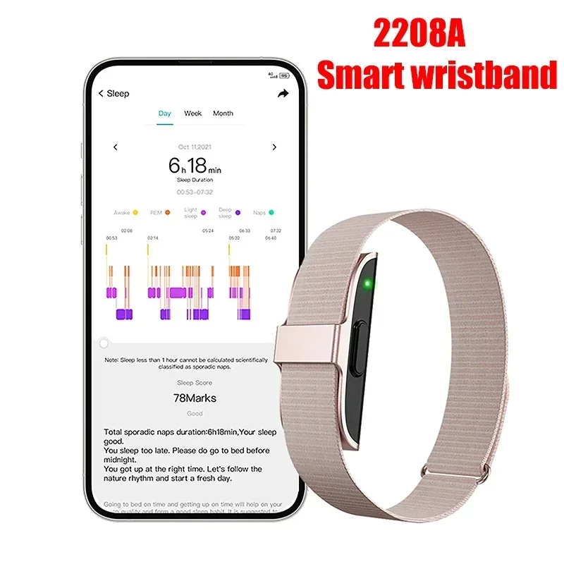2208A Smart Watch Waterproof Smart Bracelet Sports Bracelet Heart Rate Step Counter Blood Oxygen Temperature Monitoring Bracelet