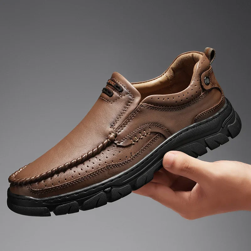 

New Men Casual Shoes Genuine Leather Men's Handmade Slip-on Driving Shoes Flat Loafers Moccasins Walking Hombre Zapatillas Male