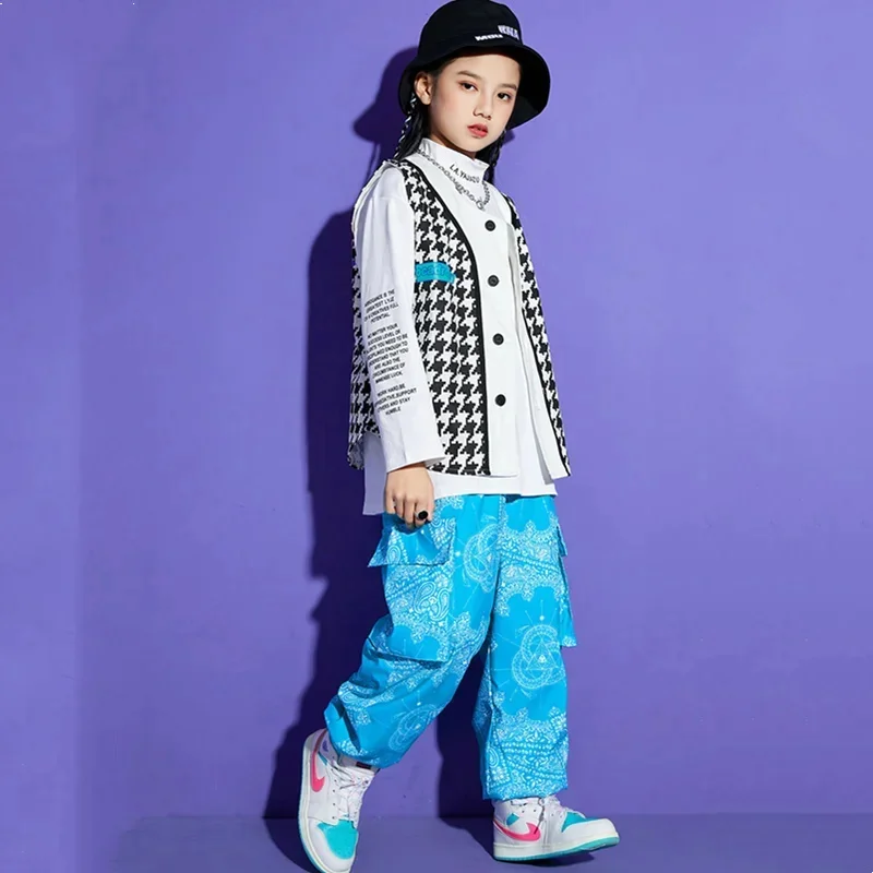 الأولاد الهيب هوب houndstooth سترة الفتيات بيزلي البضائع السراويل البلوز الشارع الرقص الاطفال الجاز الملابس مجموعات الطفل الشارع الشهير ازياء
