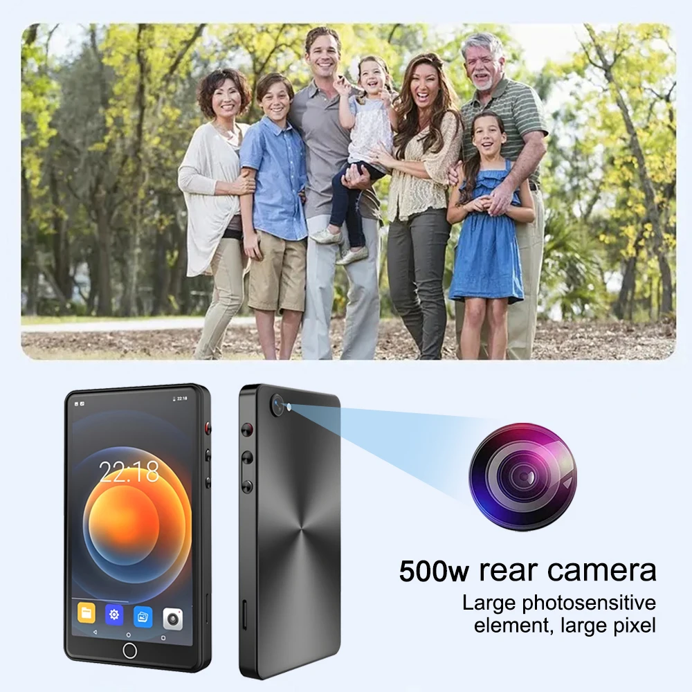 Reprodutor de mp3 multifuncional de 16gb com alto-falante de câmera tela de toque completa 5.0, display ips de 4.0 polegadas portátil wifi mp3 reprodução de vídeo